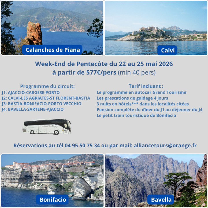 WEEK END DE LA PENTECOTE EN CORSE DU 6 AU 9 JUIN 2025